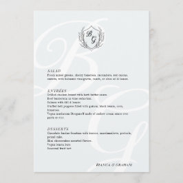 Menú Boda de monograma elegante de gran tamaño del Escu