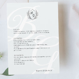 Menú Boda de monograma elegante de gran tamaño del Escu