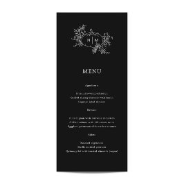 Menú Boda de monograma negro de calabaza
