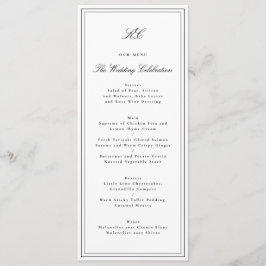 Menú Boda de Monograma Tradicional