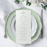 Menú Boda de Monograma Verde Sabio<br><div class="desc">Eleva tu recepción con nuestra tarjeta de menú Sage Green Monogram Boda. Con un diseño sencillo y sofisticado con el monograma y las flores silvestres, esta carta le da un toque de belleza intemporal a su escapada de mesa. Guíe a sus huéspedes con una experiencia culinaria memorable con esta elegante...</div>