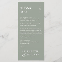 Menú Boda de Monograma Verde Sabio Gracias Por Colocar 