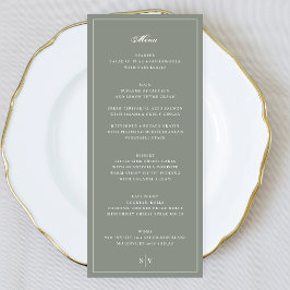 Menú Boda de Monograma Verde Salvia en Marco Premium