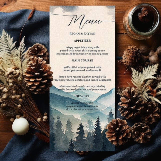 Menú Boda de Montaña de Pino en Acuarela (Subido por el creador)