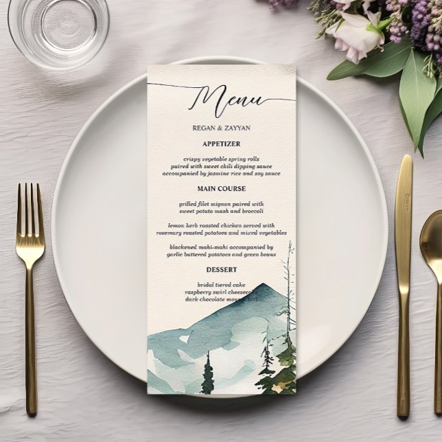 Menú Boda de Montañas y Pinos en Acuarela (Subido por el creador)