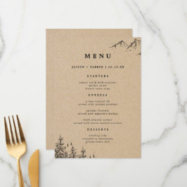 Menú Boda de Montañas y Pinos Rústicos de Kraft