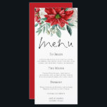 Menú Boda de Navidades de follaje de poinsettias r<br><div class="desc">El menú Boda de Navidades Foliage de Poinsettias Rojas Hermosos florales de invierno bordean la parte superior,  con un guión elegante para el Menú y fácil de personalizar el resto del texto a sus necesidades.</div>