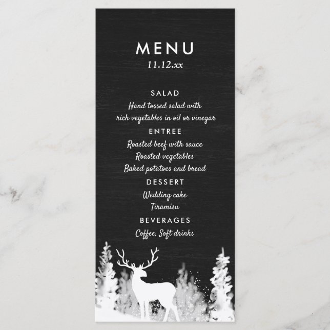 Menú Boda de Navidades de renos de pizarra (Anverso)
