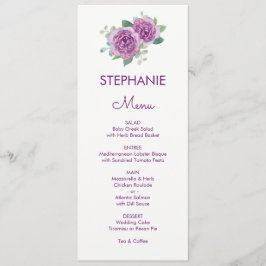 Menú Boda de nombre de invitado color de agua mora