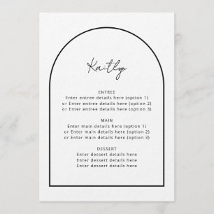 Menú Boda de nombre de invitado simple Minimalista
