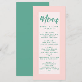 Menú Boda de onda rosa y verde