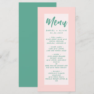 Menú Boda de onda rosa y verde