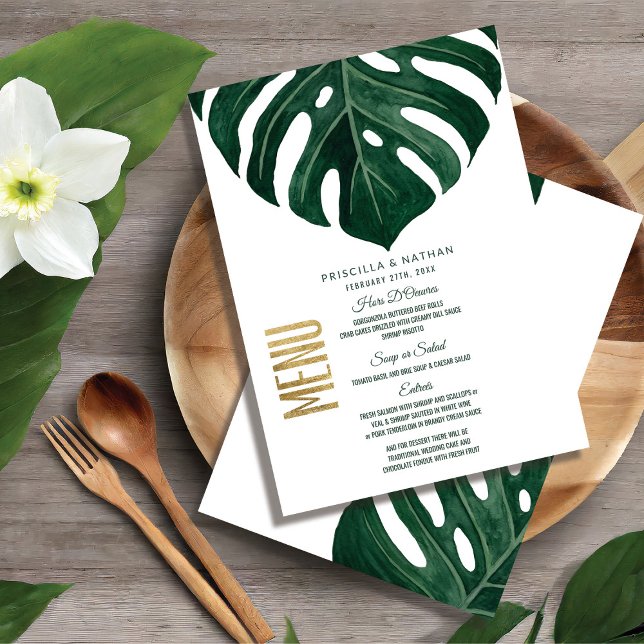 Menú Boda de oro de la hoja de queso suiza tropical mod (Subido por el creador)