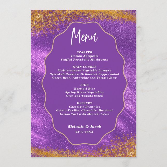 Menú Boda de Oro Púrpura (Anverso)