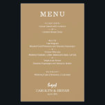 Menú Boda de oro simple de presupuesto<br><div class="desc">Un excelente precio, los menús de 5, 5" x 8, 5" para la cena en oro se imprimen en papel mate más delgado y ligero de 80 libras sin revestir y presentan sus opciones gastronómicas con letras blancas de moda. Perfecto para una recepción nupcial moderna, cena de boda, fiesta de...</div>
