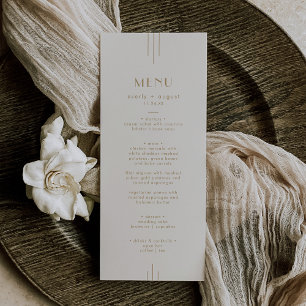 Menú BODA de oro y crema Art Deco de época