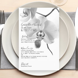 Menú Boda de orquídeas blancas y negras
