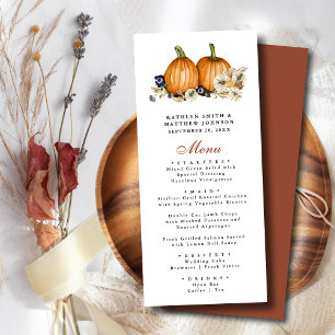 Menú Boda de otoño bruta de calabaza rústica