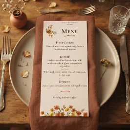 Menú Boda de Otoño con Flor Silvestre Terracota Boho
