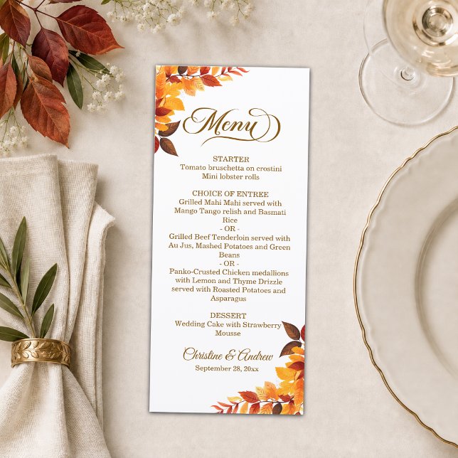 Menú Boda de Otoño y Hojas Boho (Subido por el creador)