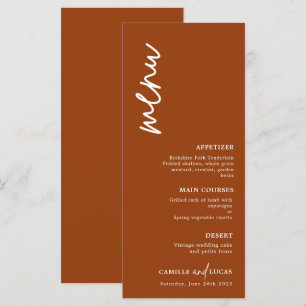 Menú Boda de óxido de terracota minimalista