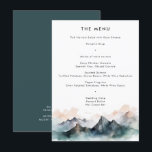 Menú Boda de paisaje de montaña acuático moderno<br><div class="desc">Moderno paisaje de color de agua minimalista Boda carta</div>