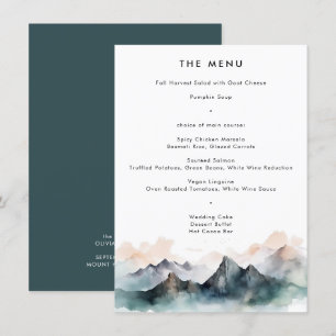Menú Boda de paisaje de montaña acuático moderno