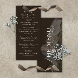 Menú Boda de paisaje montañoso de acuarela rústica