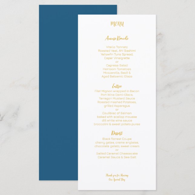 Menú Boda de Palma de Hoja Dorada Tropical (Anverso / Reverso)