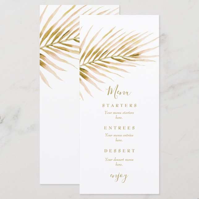 Menú Boda de Palma Dorada Tropical (Anverso / Reverso)