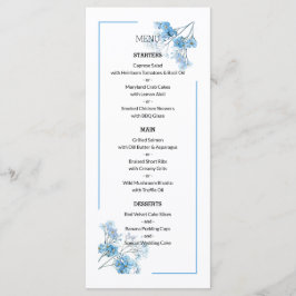Menú Boda de patrón floral botánico azul claro