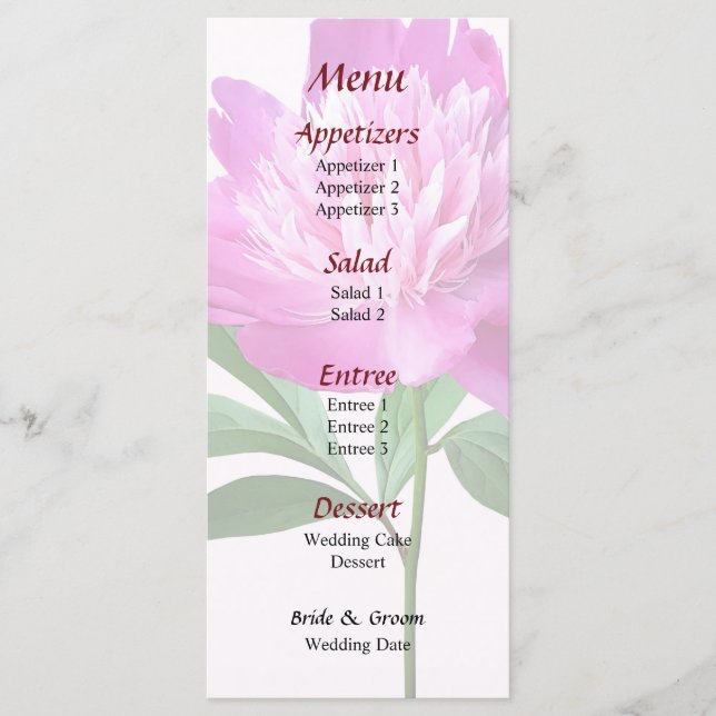 Menú Boda de peones rosados (Anverso)