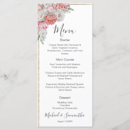 Menú Boda de Peonía Rosa y Blanca