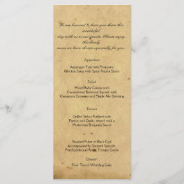 Menú Boda de pergamino de estilo antiguo