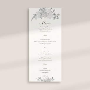 Menú Boda de Perla Formal Faux Grabado en relieve Peony