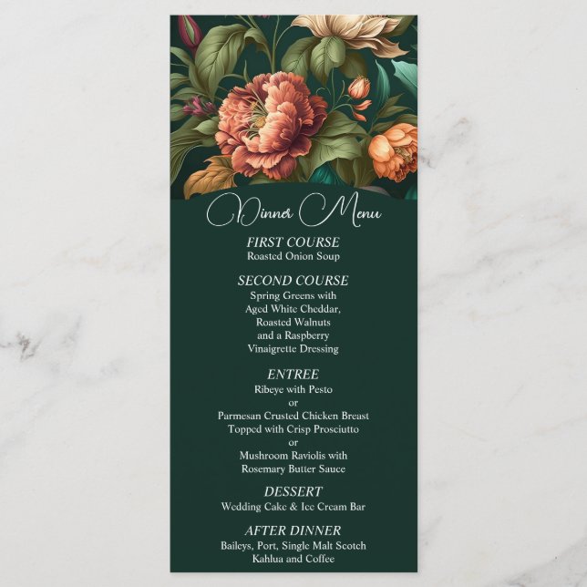 Menú Boda de Petales de flores (Anverso)