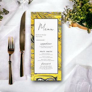 Menú Boda de pintura artística moderna de oro negro abs