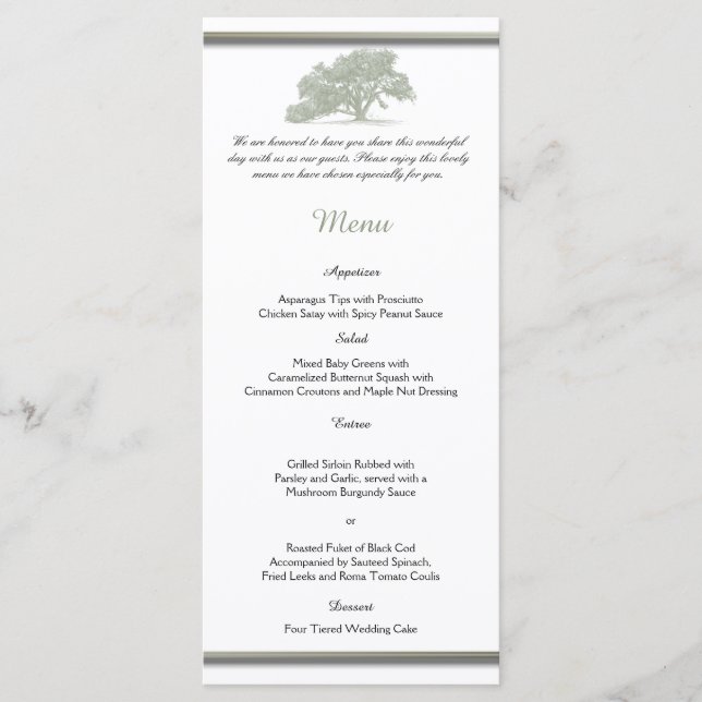 Menú Boda de plantación de árbol de roble (Anverso)
