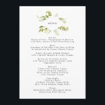 Menú Boda de Plantas Leafy de Verdor Fresco<br><div class="desc">Se trata de una tarjeta de rack o un menú de recepción de bodas. Un diseño clásico y elegante, modernizado con textos y la ubicación de la vegetación acuática para embellecer el menú de la recepción. Las hojas de estilo clásico moderno. Elegante boda clásico con este toque de modernidad de...</div>