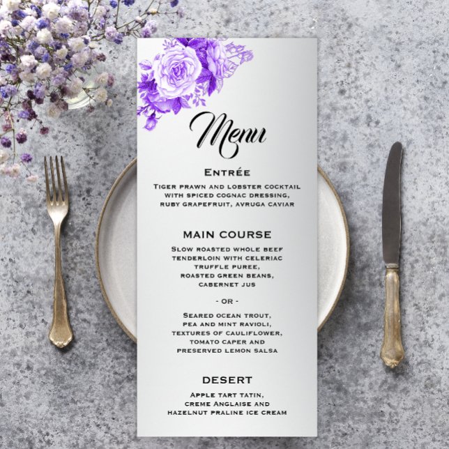 Menú Boda de Plata Morple Rose Bouquet Shimmering (Subido por el creador)