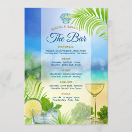 Menú Boda de playa Mojito Vino Uvas Palm Open Bar