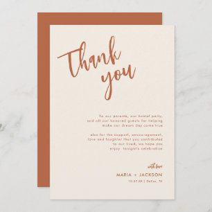 Menú Boda de postres Boho Gracias Cartas de Nota