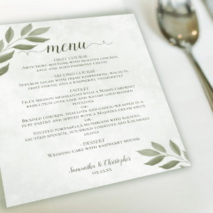 Menú Boda de presupuesto de hojas verdes sabrosas