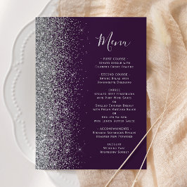 Menú Boda de purpura oscura con brillo plateado