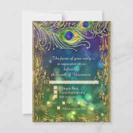 Menú Boda de Purpurina de oro de plumas de pavo re