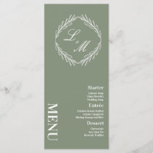Menú Boda de ramas de guiones elegantes monogramad