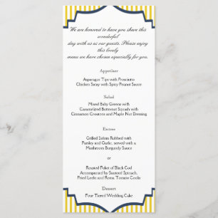 Menú Boda de rayas azules modernas