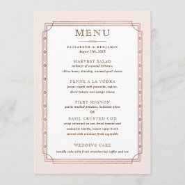 Menú Boda de Relieve metalizado dorado rosa rosa rosado