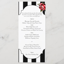 Menú Boda de rosa blanca y roja negra