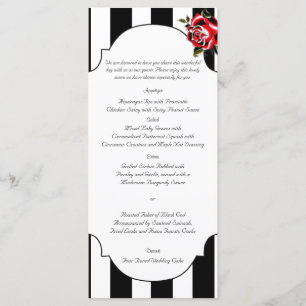 Menú Boda de rosa blanca y roja negra